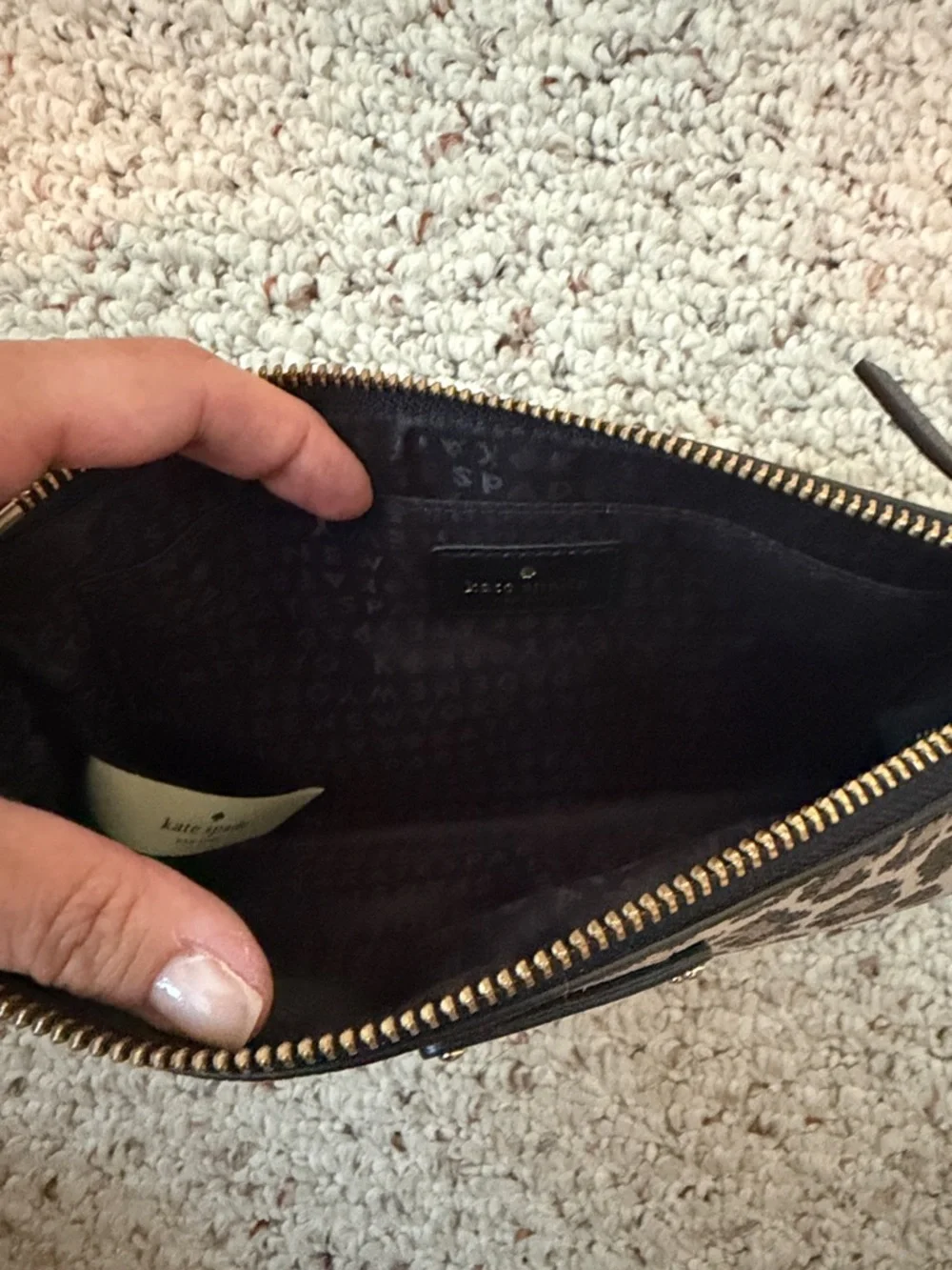 kate spade Leopard Print Crossbody Bag in Beige, Black and Gold